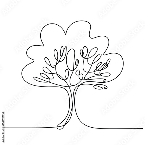 Single line drawing of a simple tree