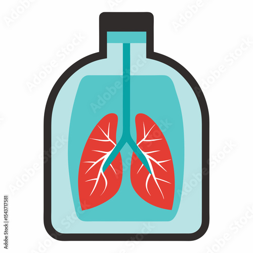 Lungs inside a bottle vector art illustration