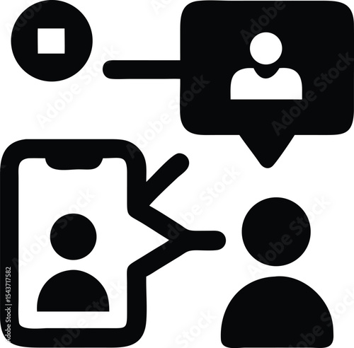 Social media and telecommunication icons silhouette