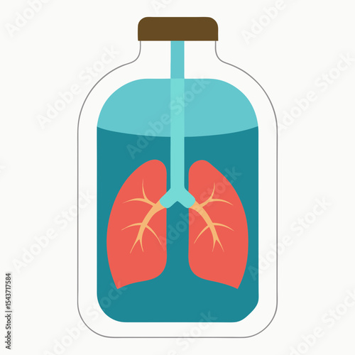 Lungs inside a bottle vector art illustration