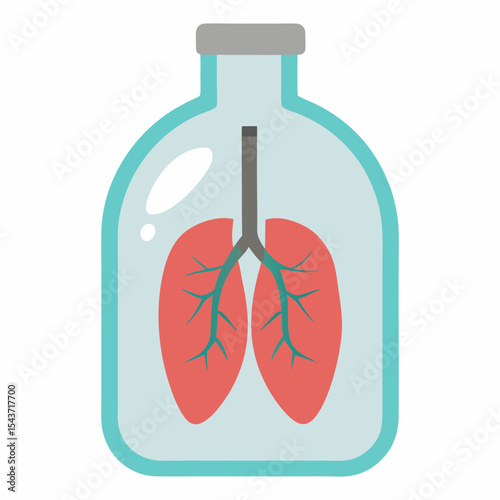 Lungs inside a bottle vector art illustration