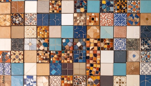 Eclectic square tiles forming a vibrant mosaic