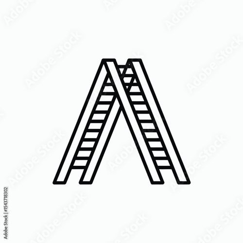 Two step ladders icon line art graphic