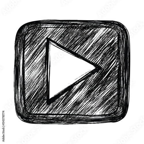Play button icon hand drawn style on transparent background vector png
