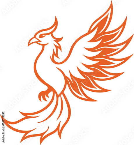 vector illustration of a fiery bird