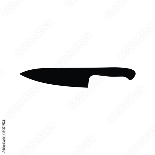 Black chefs knife silhouette kitchen utensil cooking tool culinary icon sharp blade professional grade  food preparation restaurant supply