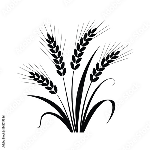 Black and white wheat stalks illustration