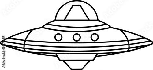 Spaceship outline vector illustration, line art
