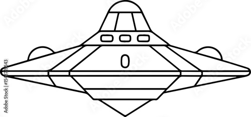 Spaceship outline vector illustration, line art

