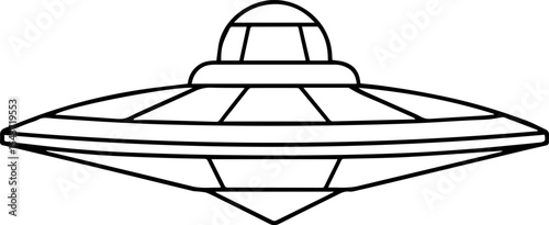 Spaceship outline vector illustration, line art
