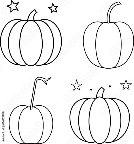 Cool Sunglasses Pumpkin Characters Halloween Line Art Clipart Bundle Set 20