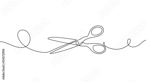 Continuous line drawing of scissors