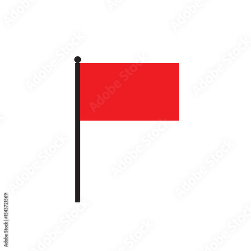 Waving red flag for marking location on maps and navigation systems. Vector illustration.
