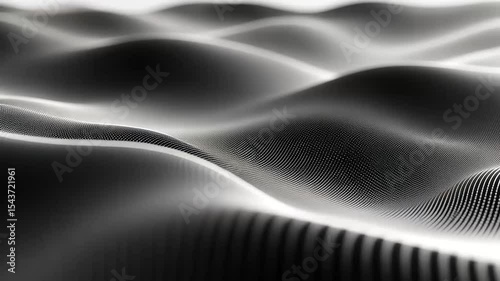Abstract Digital Waveform Pattern Moving Smoothly in Monochrome with Dynamic Flow