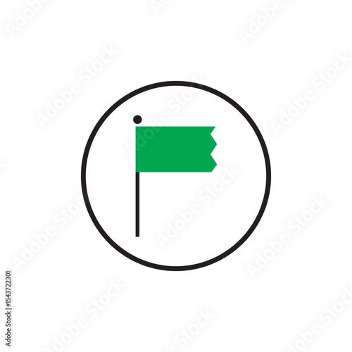 A simple green flag on a neutral white background, symbolizing peace or nature.