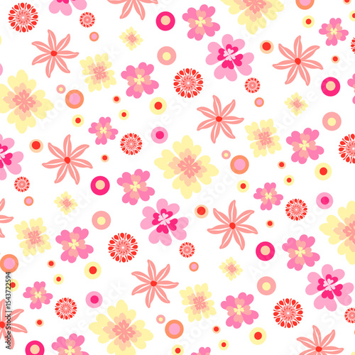 Pattern con fiorellini e cerchi colori pastello