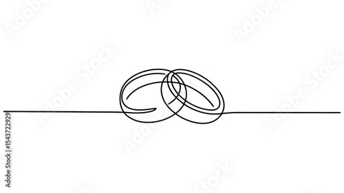 Continuous line drawing of intertwined wedding rings