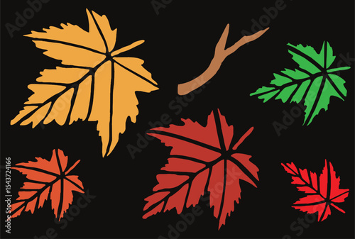 Colorful Autumn Leaves Vector Set