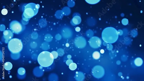 Abstract Bokeh Lights Moving in Random Pattern Against Dark Blue Background
