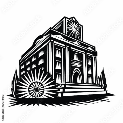 The Great palace  silhouette, black and white design, vector illustration.