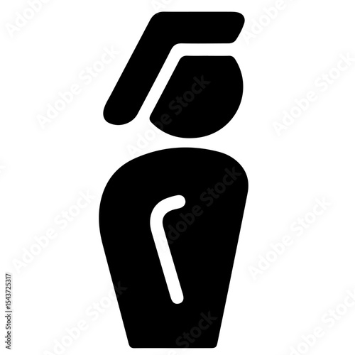 Black silhouette illustration of a person bowing, vector design element