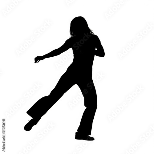 Hip Hop Woman Dance Silhouette Vector

