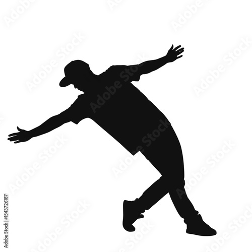 Hip Hop Dancer Man Silhouette Vector

