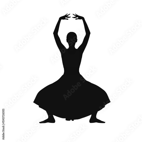 Graceful Squatting Dancer Silhouette

