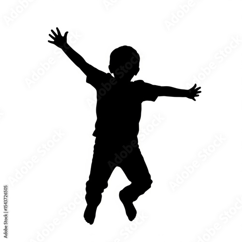 Joyful Child Jumping Silhouette

