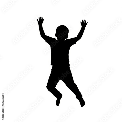 Joyful Jumping Boy Silhouette