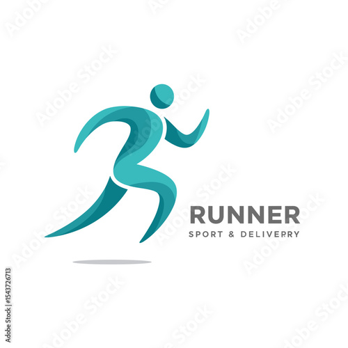 Running man logo design template vector illustration