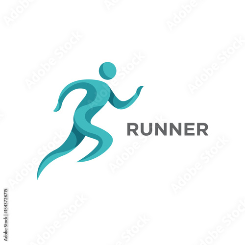 Running man logo design template vector illustration