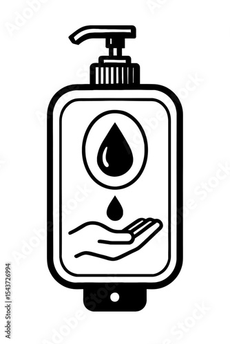 Automatic Hand Sanitizer Dispenser Icon - Black and White Vector for Hygiene and Health