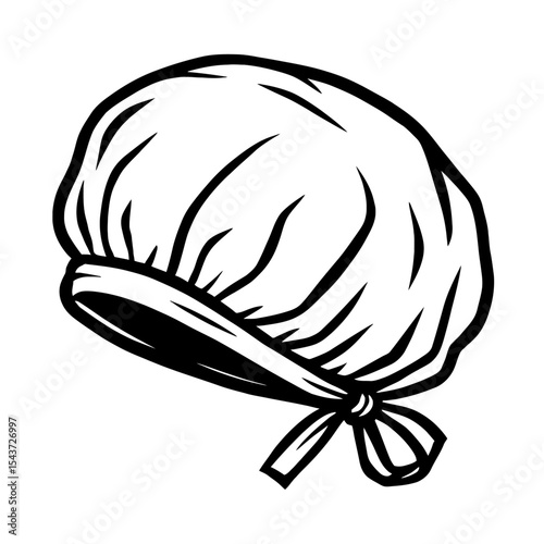 Clean Medical or Surgical Cap - Black and White Vector Illustration for Healthcare and Hygiene