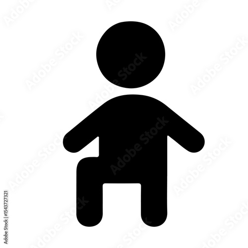 Simple Black Vector Illustration of a Sitting Child