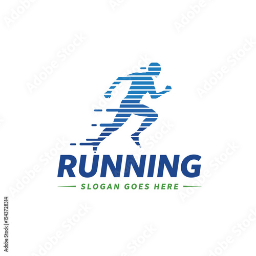Running man logo design template vector illustration