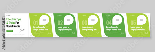 Instagram carousel template layout design for five tips sharing on social media. Linkedin carousel banner design vector template	
