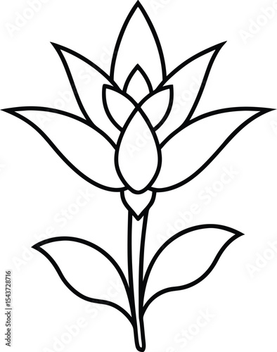 Hyacinth flower head black line drawing vector illustration