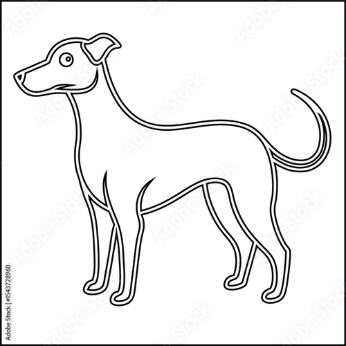 Minimalist black and white dog sketch illustration