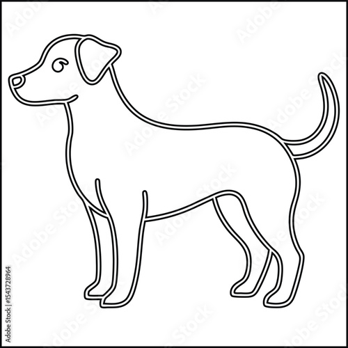 Minimalist black and white dog sketch illustration