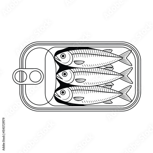 Canned Sardines A Simple Line Drawing Illustration