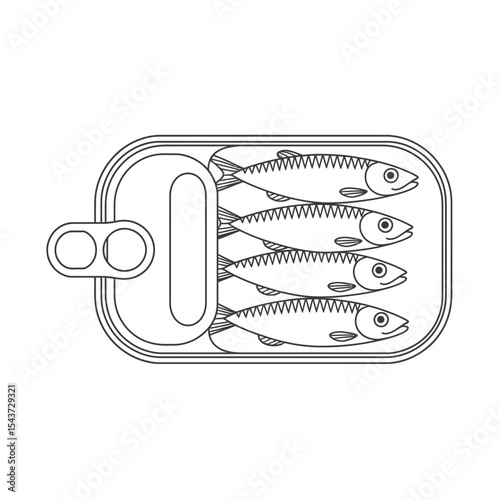 Canned Sardines Simple Line Drawing Illustration