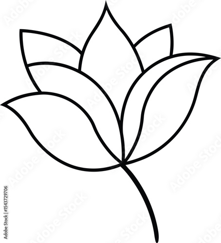 Lilac flower black line drawing vector illustration