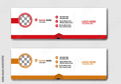 Vector Email Signature Template Design – Modern Red and Yellow Style
