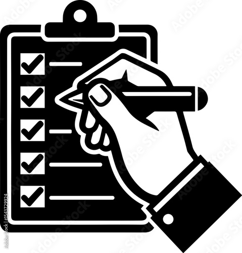 Flat Checklist Clipboard Design with Hand
