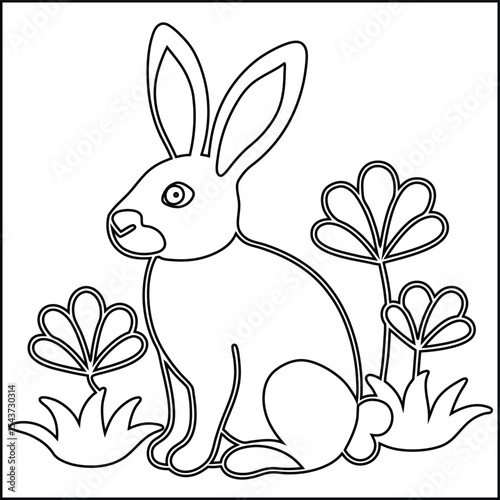 Cartoon rabbit sitting in a field graphic design