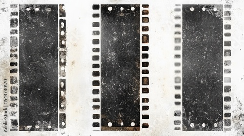 Set of 6 white vector grunge abstract movie film strip dirty poster background textures with dust overlay Place artwork over any image to make distressed effect