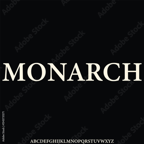 Elegant classic roman monarch serif alphabet display font vector