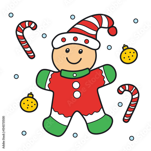 Vector illustration of gingerbread cookies. Christmas character icon