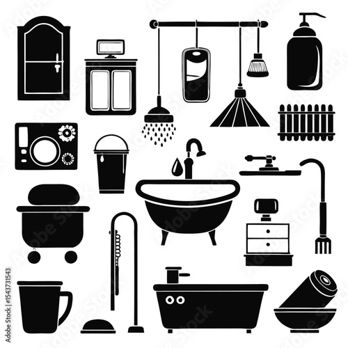 Bathroom elements vector illustration